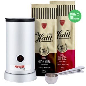 Espumador de Leche Eléctrico + 2 Café + Cuchara Café Haiti